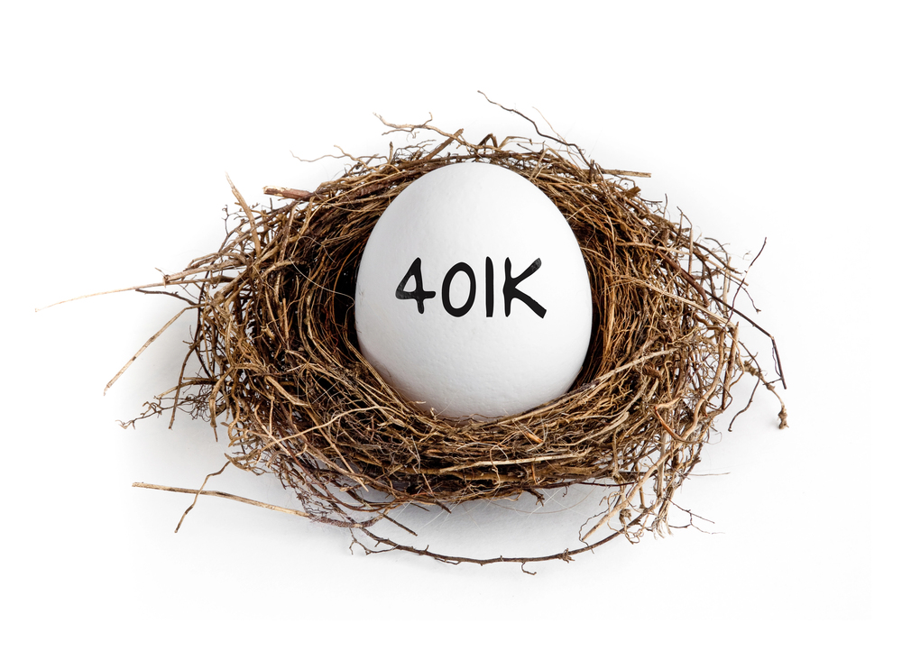 401k written on white egg in nest